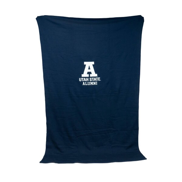 Utah State Alumni Block A Navy Sweatshirt Blanket